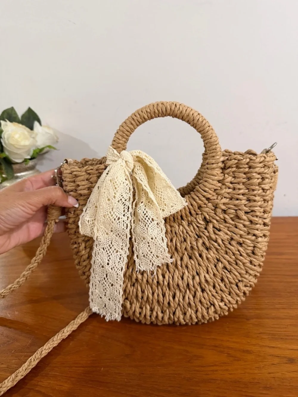 Straw Clutch Top Handle Handbags Rattan Straw Bag Summer Beach Tote Shoulder Bag